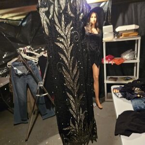 Elegant Black and Silver Midi Dress